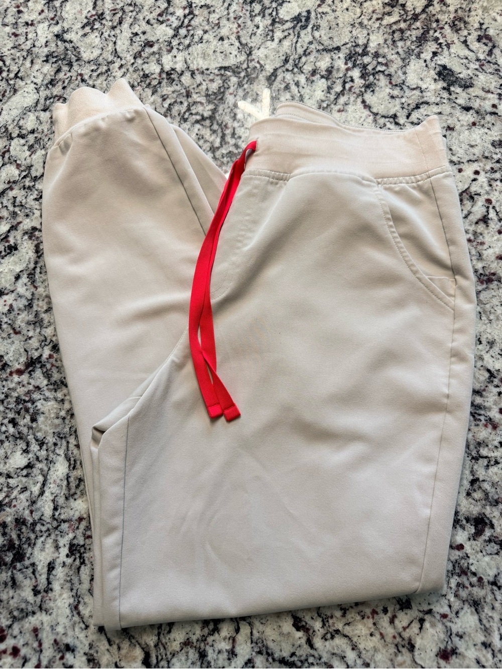 Figs womans Bone Zamora Joggers with Red Drawstring